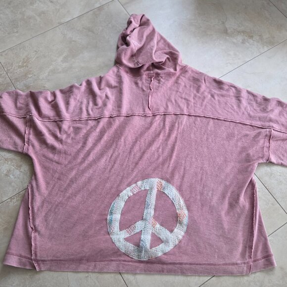 Mora Oversized Boho Hippie Hoodie Sweatshirt Peace Sign Large - Picture 9 of 12